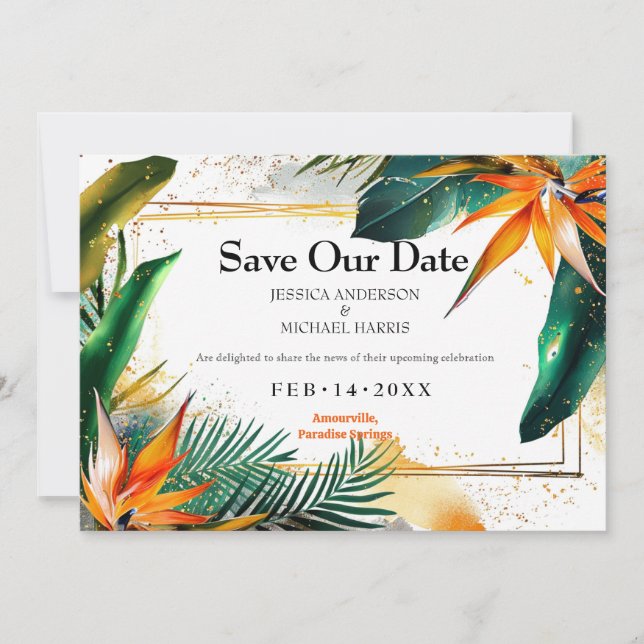 With photo Birds of Paradise Bliss Save The Date (Front)