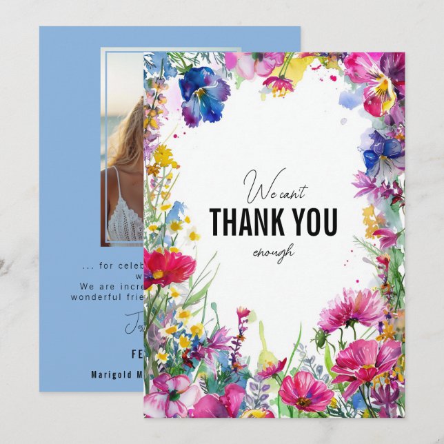 With photo blue Thank you Meadow Blooms Collection (Front/Back)