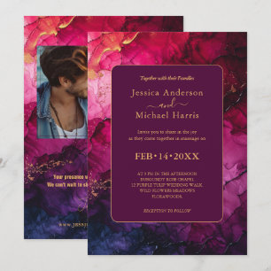 With PHOTO Celestial Elegance The Marble Symphony Invitation