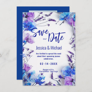 With Photo Cornflowers and Lavender Elegance Save The Date