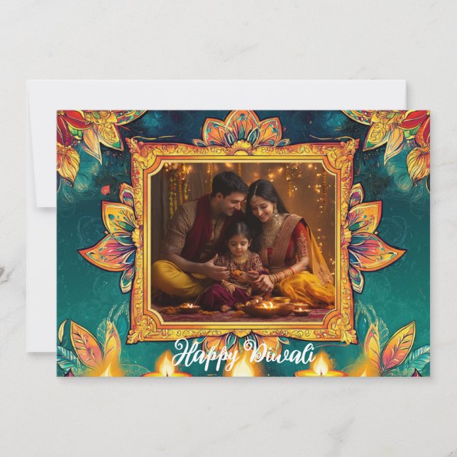 With Photo & custom text Diwali Glow & Grace card (Front)