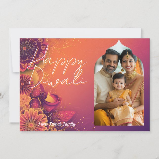 With Photo & custom text Festival Flame card (Front)