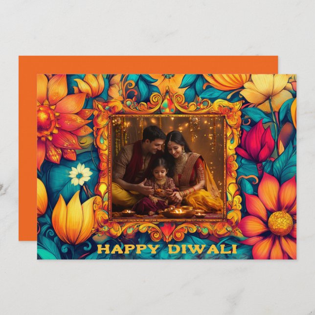 With Photo & custom text Happy Diwali (Front/Back)