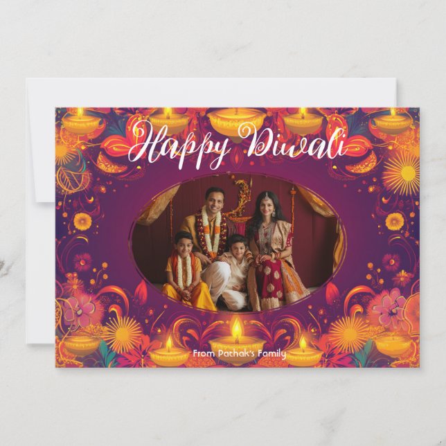 With Photo & custom text  Lotus Ember card (Front)