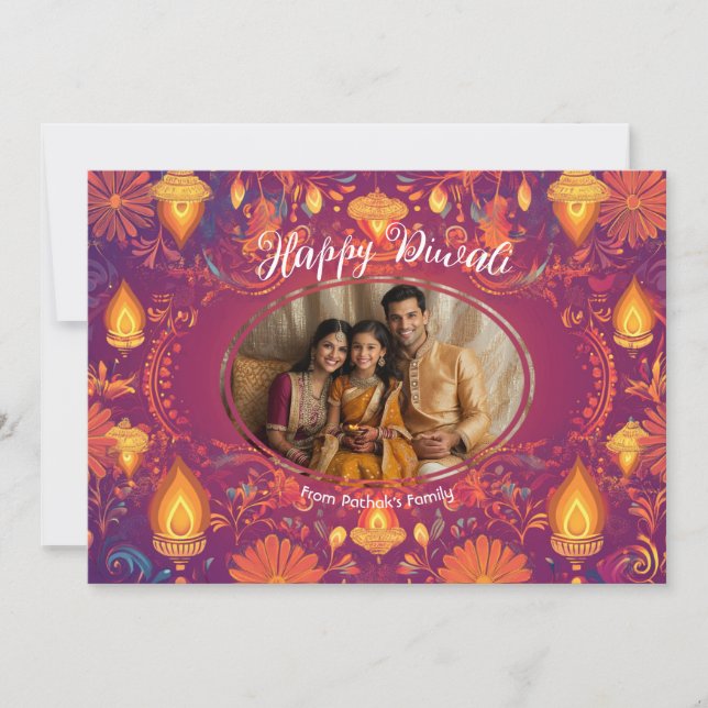 With Photo & custom text  Lotus Flame card (Front)