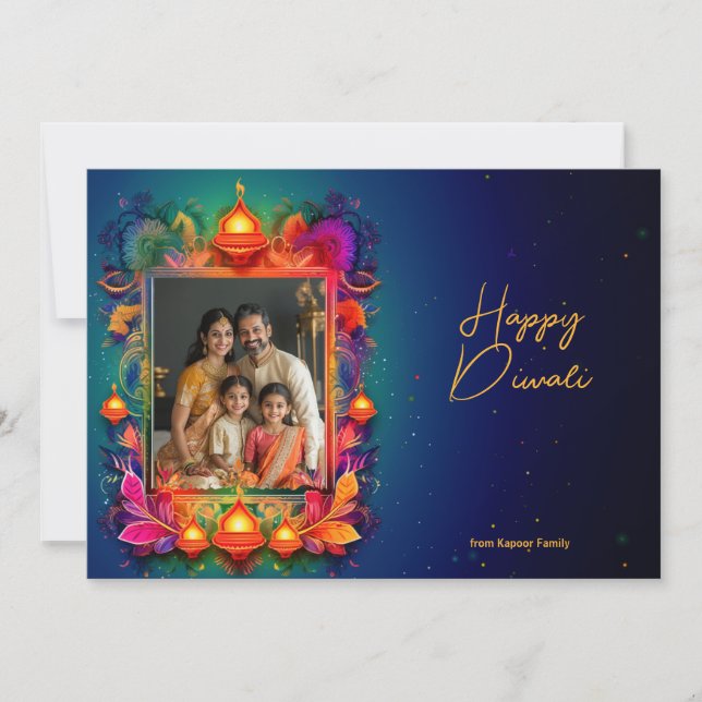 With Photo , custom text Radiant Diwali Wishes (Front)