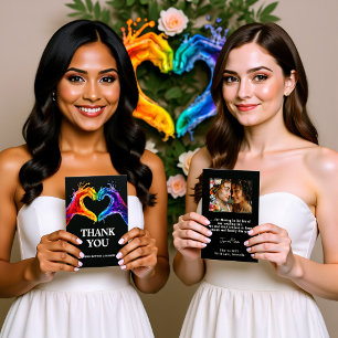 🌈❤️With Photo Heart of Pride wedding Thank You Card