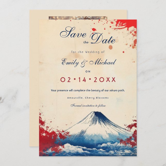 With photo Japonesque Harmony with Fuji Save The Date (Front/Back)