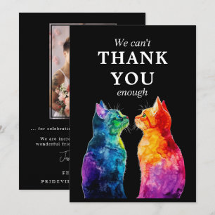 With photo 🌈 Purrfectly Yours: Rainbow Love Thank You Card