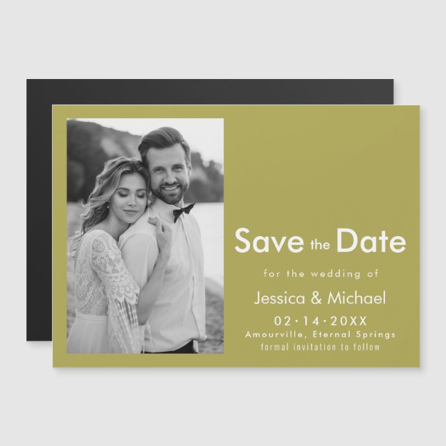 💍 With photo Save the Date  Magnetic Invitation (Front/Back)