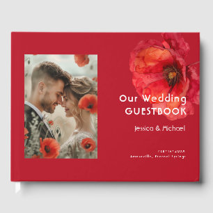 With photo Scarlet Petal Elegance Guest Book