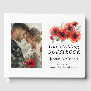 With photo Scarlet Petal Serenade Guest Book
