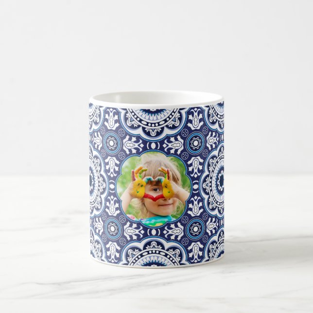 💙🤍 With picture Mediterranean Azulejos  Coffee Mug (Center)