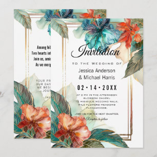 With poem at the back  Hibiscus Serenade Paradise Invitation