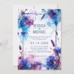 💍With poem Cornflowers and Lavender Bliss Invitation