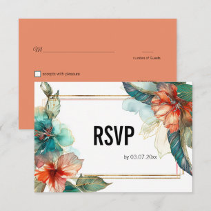 With QR code Hibiscus Serenade Paradise RSVP Card