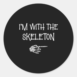 With skeleton halloween costume funny couples classic round sticker