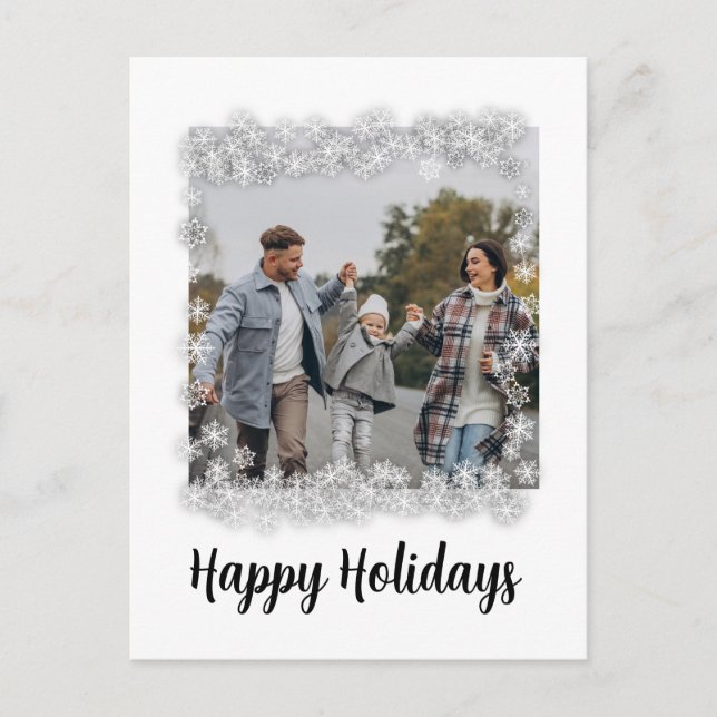 With Snowflakes Holiday Postcard (Front)