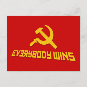 With Socialism Everybody Wins! Government Satire Postcard
