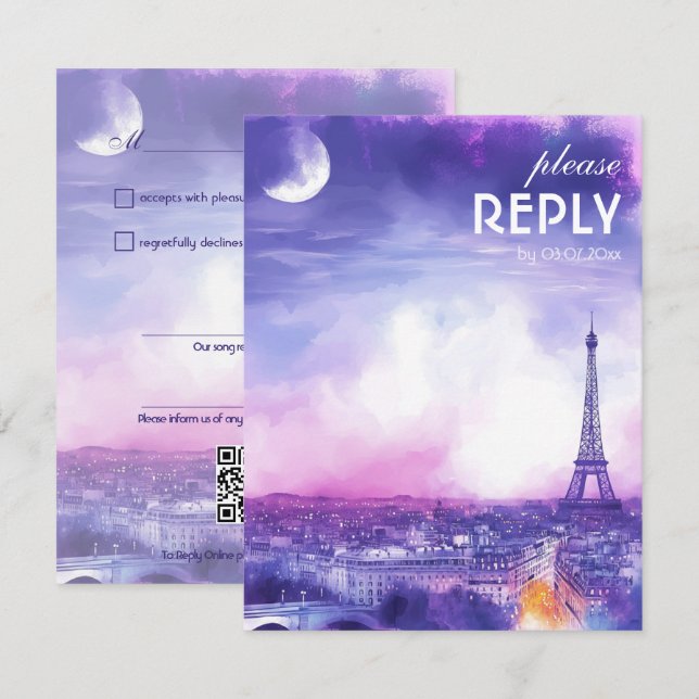 With Song Request Amour Éternel RSVP Card  (Front/Back)