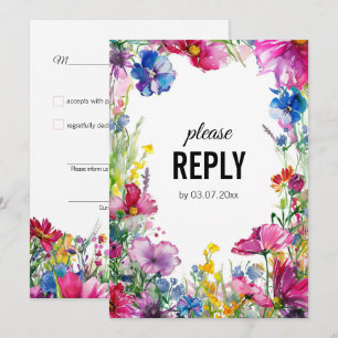 💍 With song request Meadow Blooms RSVP card