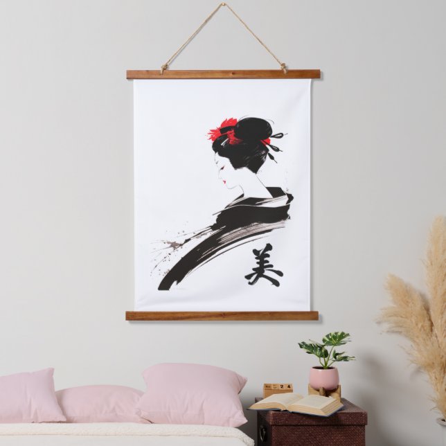  with sumi-e Beauty ink art Hanging Tapestry (Bedroom)