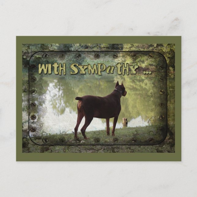 With Sympathy - Doberman Overlooking a Lake Postcard (Front)