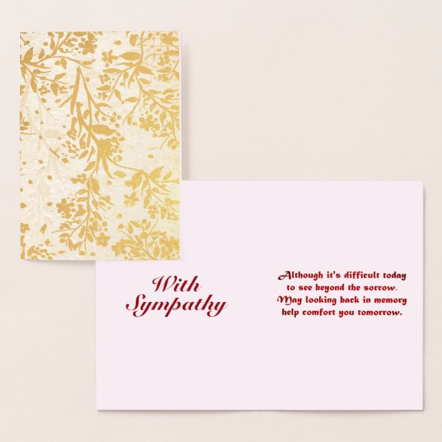With Sympathy Japanese Cherry Blossoms in Gold Foil Card (Display)