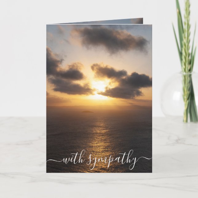 With Sympathy Sunset over the Ocean Condolences Card (Front)