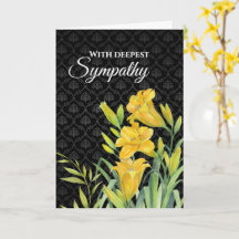 With Sympathy Watercolor Yellow Day Lilies