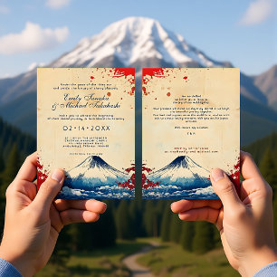 With text at the back Japonesque Harmony with Fuji Invitation