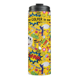 With text⛳️Awesome golf mix yellow 💛 Thermal Tumbler