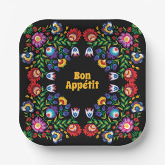 With text Awesome polish Folk Wycinanki Paper Plate