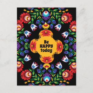 With text Awesome polish Folk  Wycinanki  Postcard