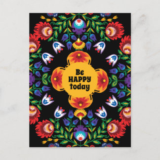 With text Awesome polish Folk Wycinanki Postcard
