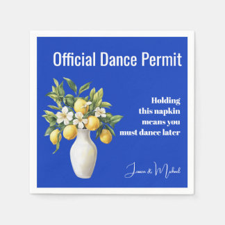 With text Azul & Limone Romance Azul Tile Napkin