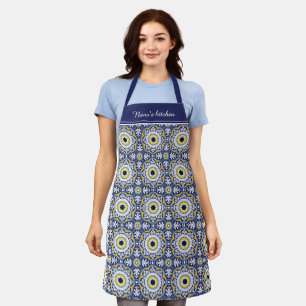 With text 😍 Beautiful blue and yellow Azulejos, Apron