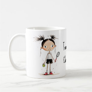 With text, cute tennis star girl  coffee mug