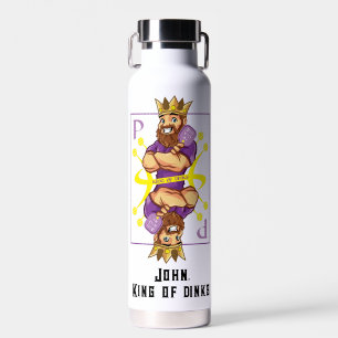 With text 👑King of dinks - pickleball   Water Bottle