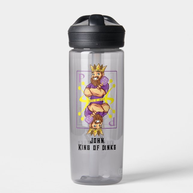 With text 👑King of dinks - pickleball  Water Bottle (Front)