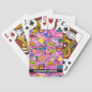 😍With text mixed pickleball pink Playing Cards