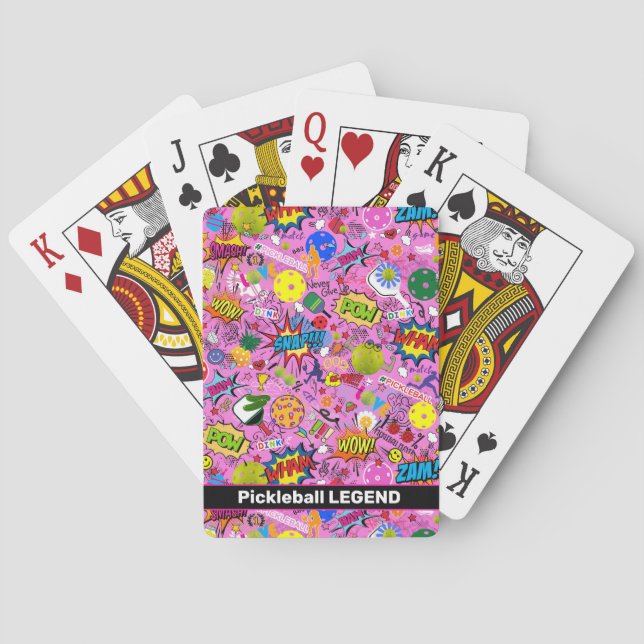 😍With text mixed pickleball pink Playing Cards (Back)