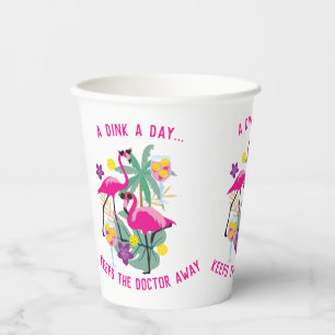 With text Summer Pickleball 🤩Tropical party Paper Cups