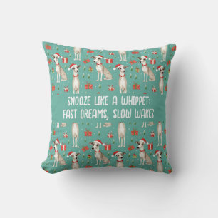 With text Whippet Yuletide Cushion