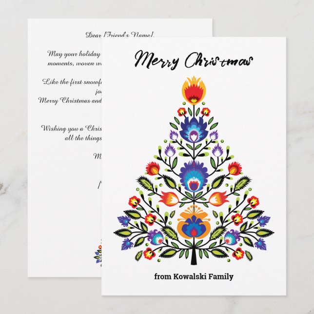With text Wycinanki Wonderland Christmas Holiday Card (Front/Back)