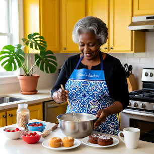 With text💙🤍Beautiful Mediterranean Azulejos Apron