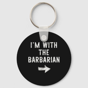 With The Barbarian Funny Halloween Couple Costume Key Ring