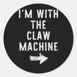 With The Claw Machine Funny Halloween Couple Classic Round Sticker