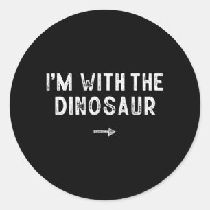 With The Dinosaur Costume Matching Lazy Halloween Classic Round Sticker