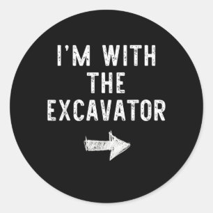 With The Excavator Funny Halloween Couple Costume Classic Round Sticker